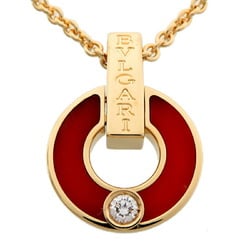 BVLGARI Carnelian Diamond Ladies Necklace 357921 750 Yellow Gold