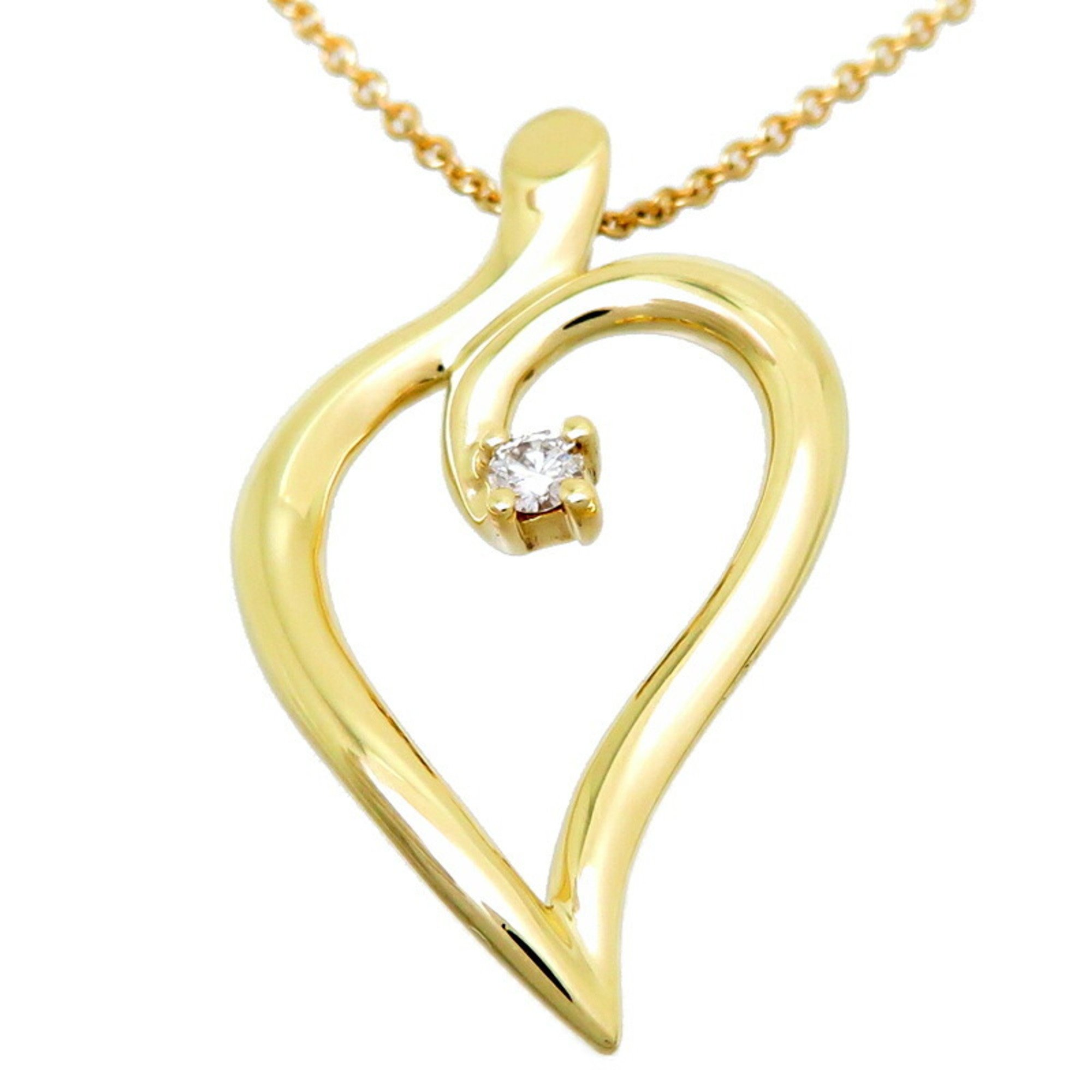 Tiffany Leaf Heart Diamond Women's Necklace 750 Yellow Gold