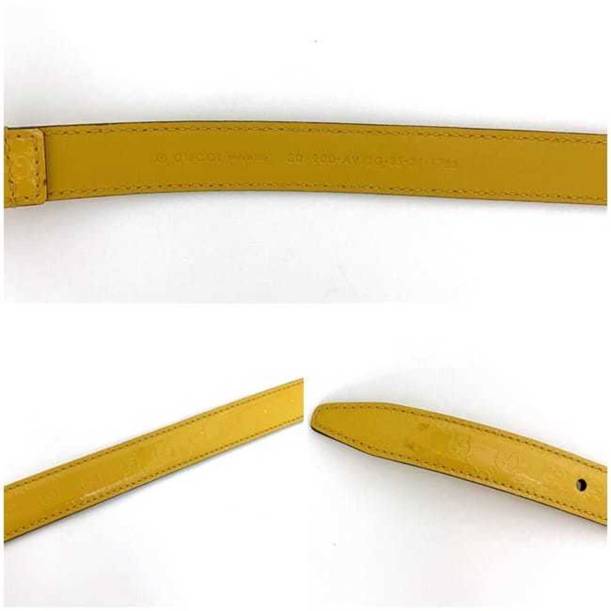 Gucci Belt Yellow Striped Line 309900 ec-20326 Thin Waist Leather GUCCI 20mm GG Women's