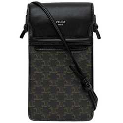 Celine Shoulder Bag Phone Black Triomphe 10G332CQD.38SI f-20372 Pochette PVC Leather CELINE Flap Pocket