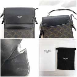 Celine Shoulder Bag Phone Black Triomphe 10G332CQD.38SI f-20372 Pochette PVC Leather CELINE Flap Pocket