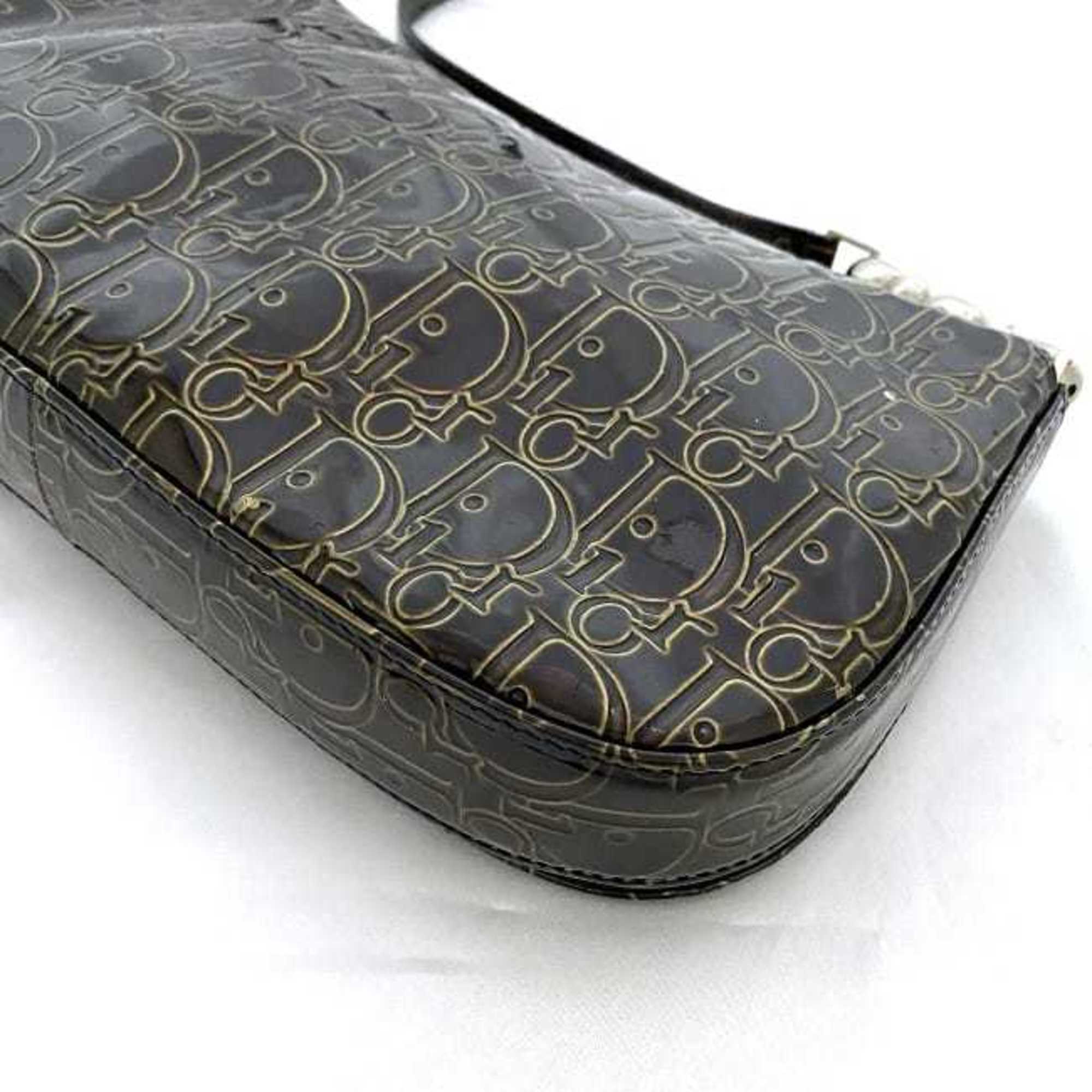 Christian Dior Bag Dark Brown Trotter f-20397 Handbag Patent Leather Flap