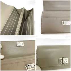 Fendi Bi-fold Long Wallet Grey Peekaboo 8M0377 ec-20486 Leather FENDI Flap Turnlock