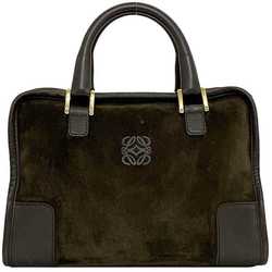 LOEWE Handbag Amazona 28 Brown Anagram f-20497 Leather Suede Boston Bag Women's Chic