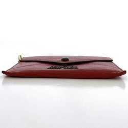 Miu Miu Miu Card Case Red Madras 5TL346 ec-20305 Heart Coin Leather Purse Pouch Flap Chain