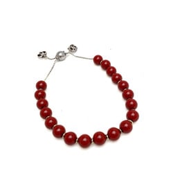 Gucci Wood Beads 286673 Silver 925 Charm Bracelet Red Color,Silver
