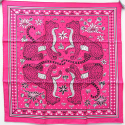 Hermes Carré 55 Les Leopards Bandana Women's Silk Scarf Black,Pink,White