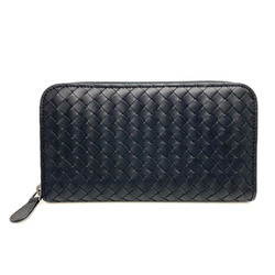 Bottega Veneta Intrecciato 114076 Women,Men Leather Long Wallet (bi-fold) Black