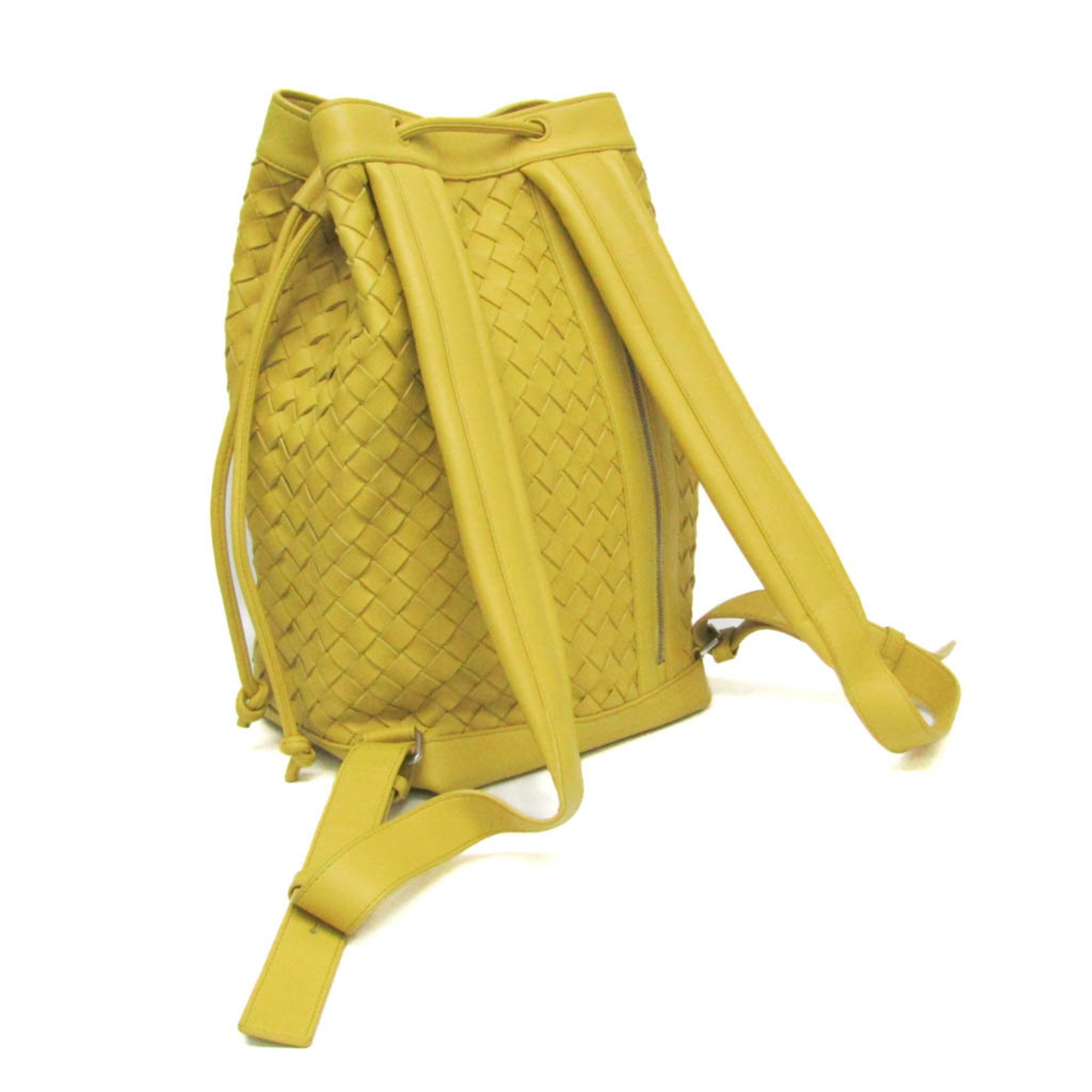 Bottega Veneta Intrecciato Men,Women Leather Backpack Yellow