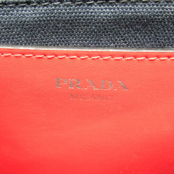 Prada Canapa 1BG439 Women's Denim,Leather Shoulder Bag,Tote Bag Navy