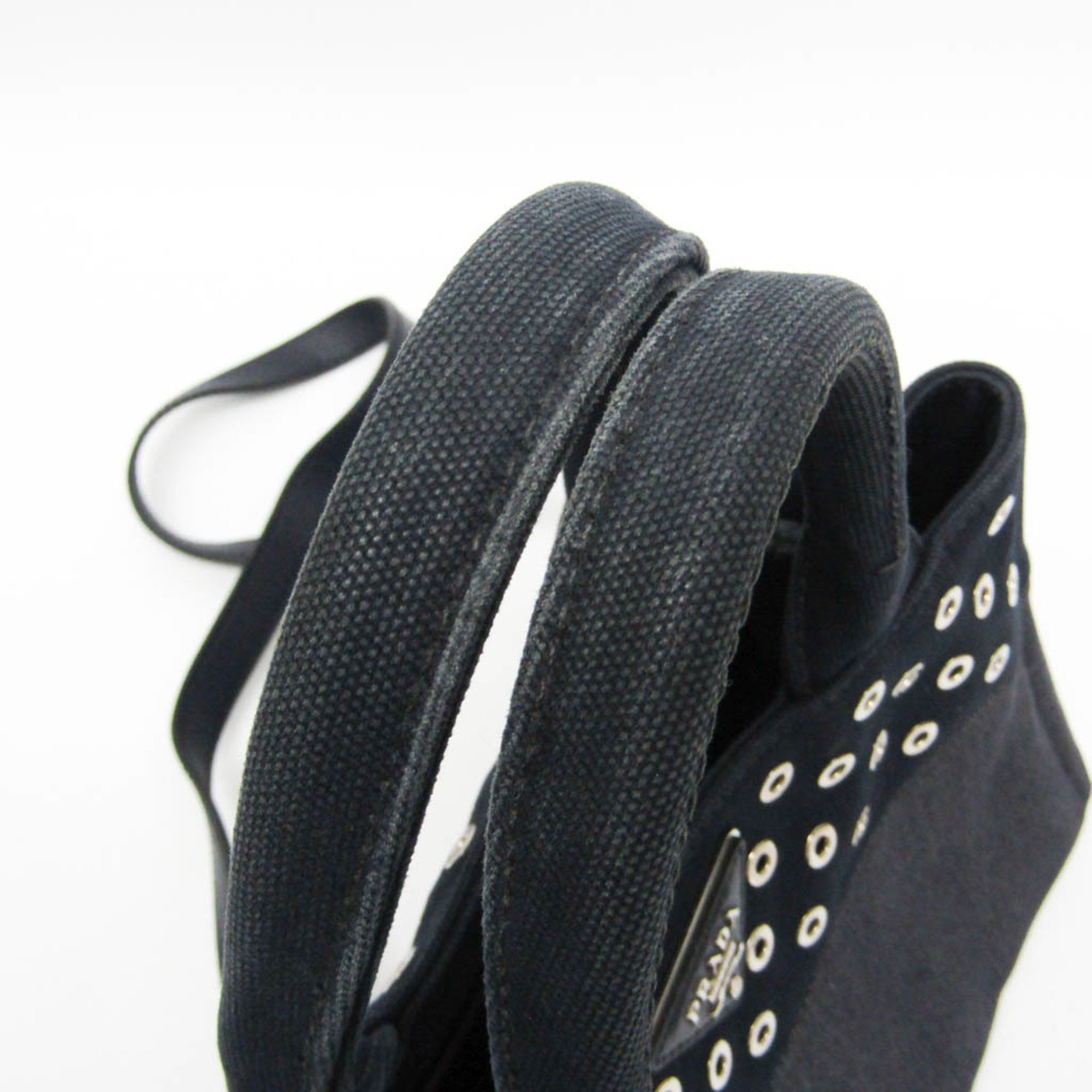 Prada Canapa 1BG439 Women's Denim,Leather Shoulder Bag,Tote Bag Navy