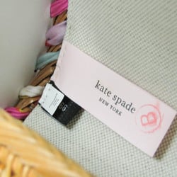 Kate Spade Pochette Gender Free Genderless PXRUA376 Women's Leather,Straw Shoulder Bag Brown,Multi-color,White