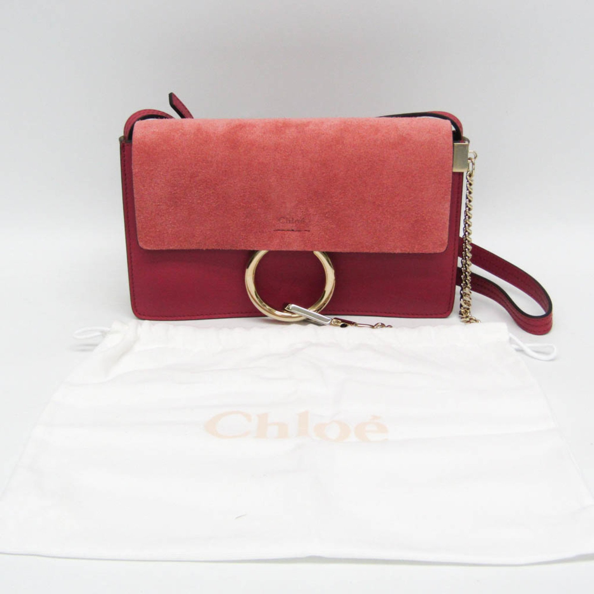 Chloé Faye CHC15US127 H2O 6AM Women's Leather,Suede Shoulder Bag Light Pink,Pink Red