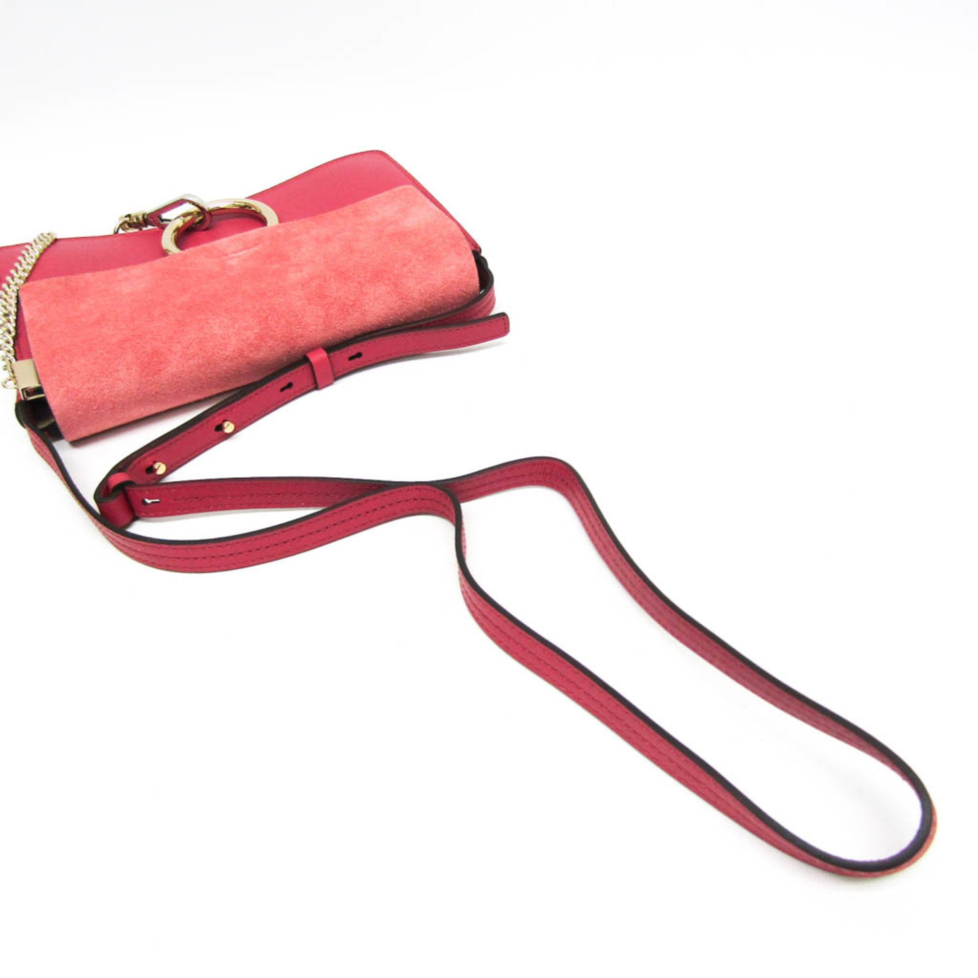 Chloé Faye CHC15US127 H2O 6AM Women's Leather,Suede Shoulder Bag Light Pink,Pink Red