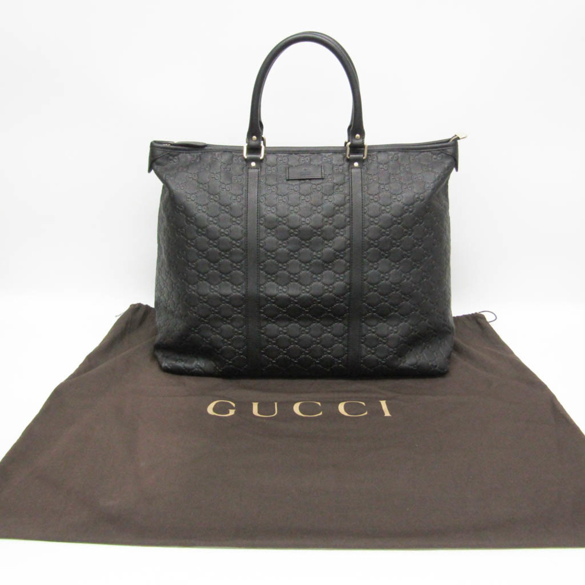 Gucci Guccissima 201482 Women,Men Leather Handbag Black