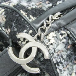 Chanel 2.55 Women's Leather,Tweed Shoulder Bag Black,Gray,White