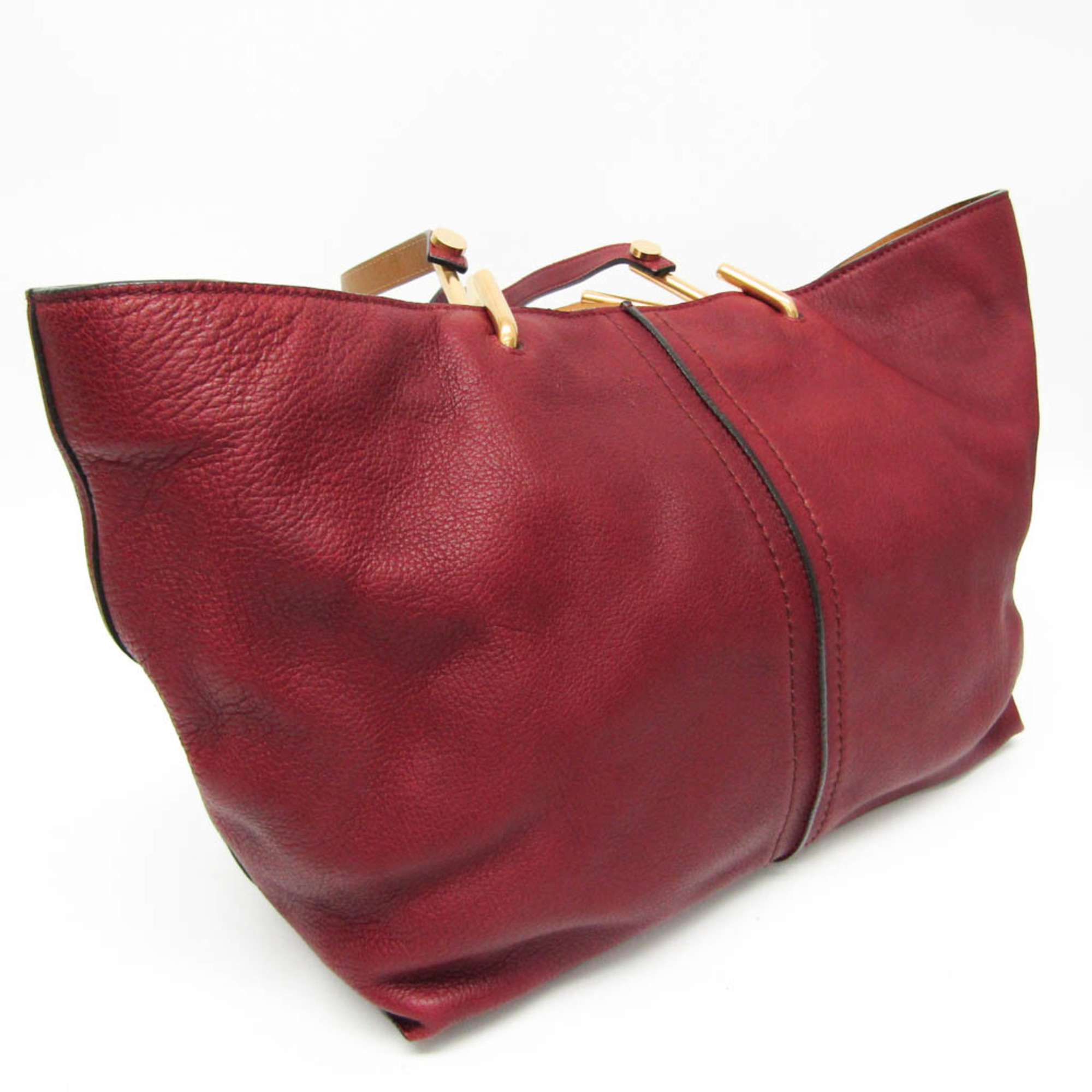 Chloé KERI 3S1247 Women's Leather Tote Bag Bordeaux,Light Brown