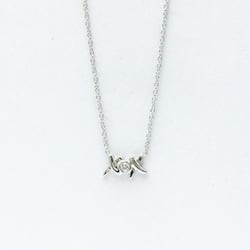Tiffany Double Kiss Diamond Necklace White Gold (18K) Diamond Men,Women Fashion Pendant Necklace (Silver)