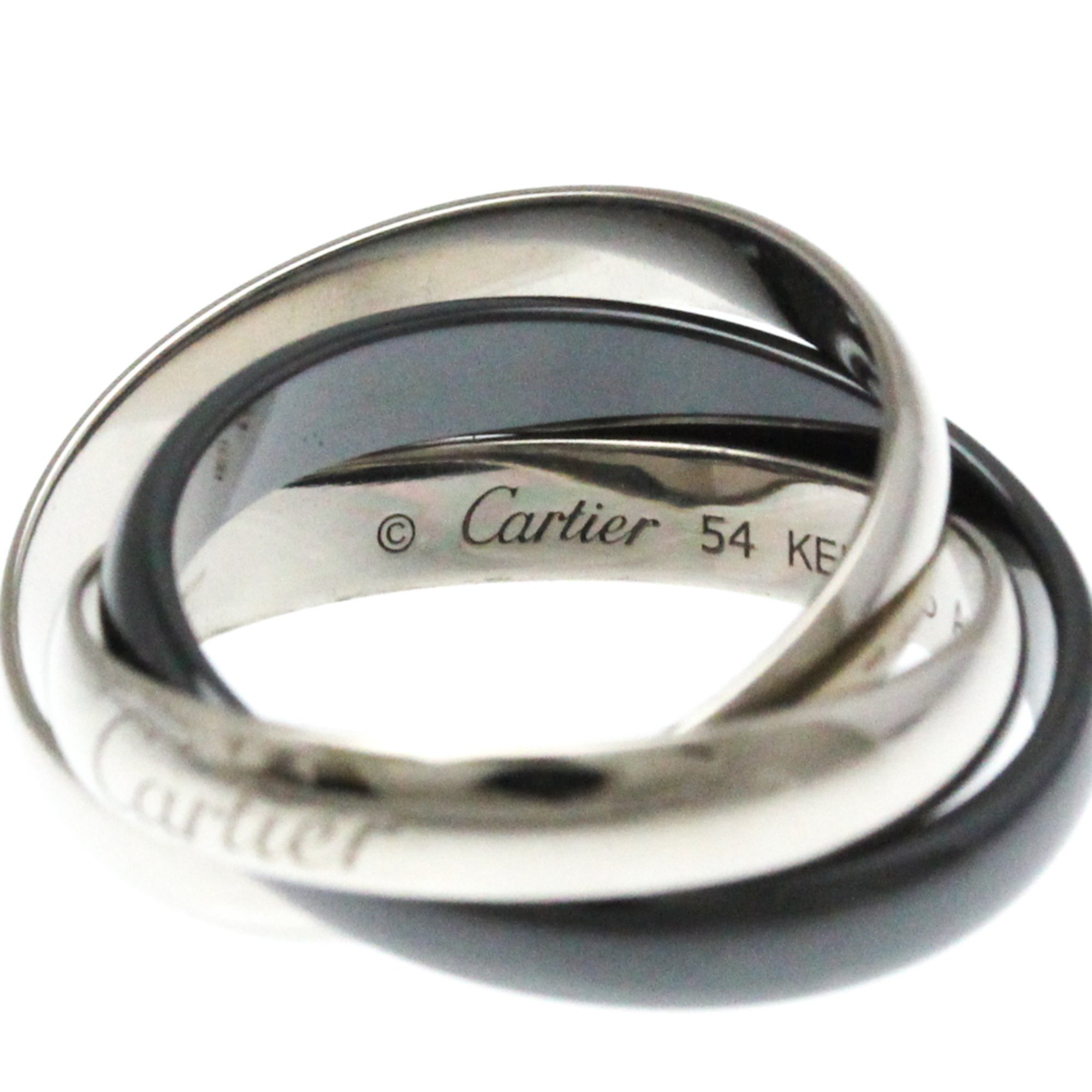 Cartier Trinity Ceramic,White Gold (18K) Fashion No Stone Band Ring Black,Silver