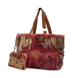 Chanel Tote Bag Lapin Fur Bordeaux Women's