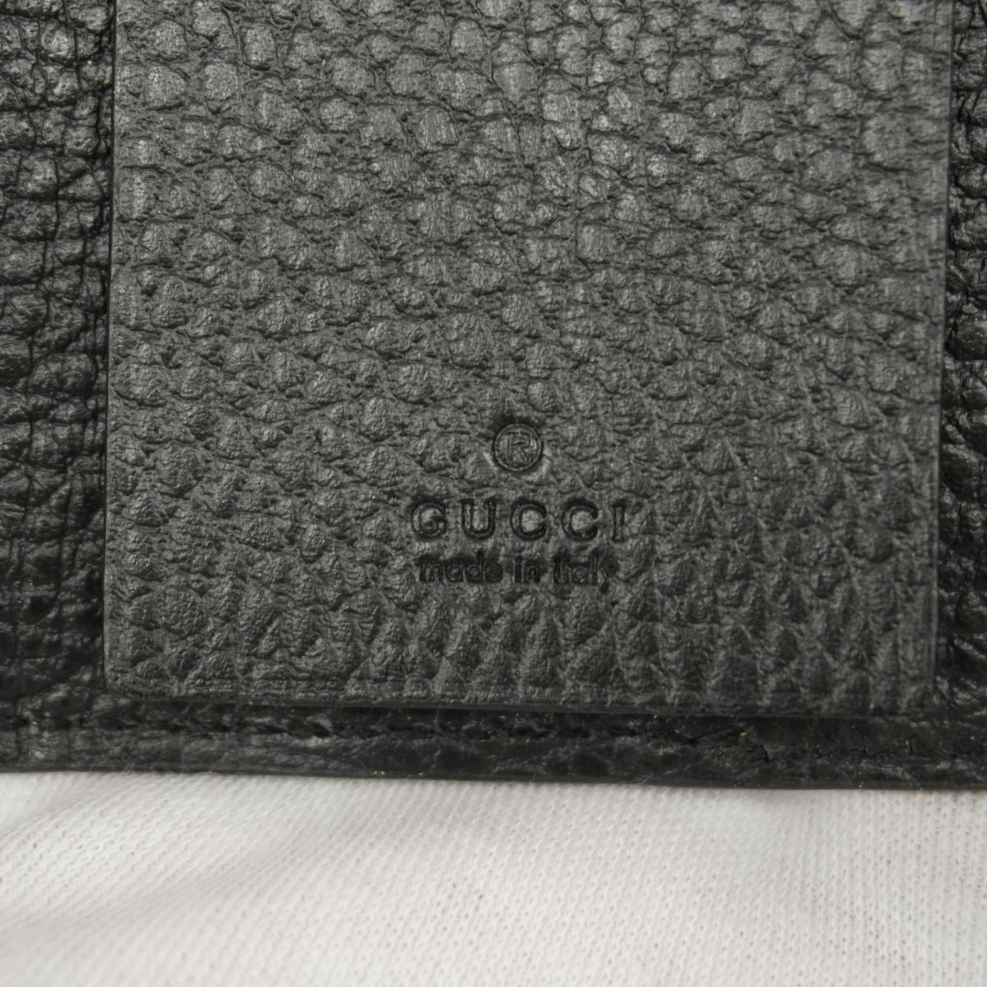 Gucci Key Case GG Marmont Supreme 456118 Leather Black Beige Men's Women's