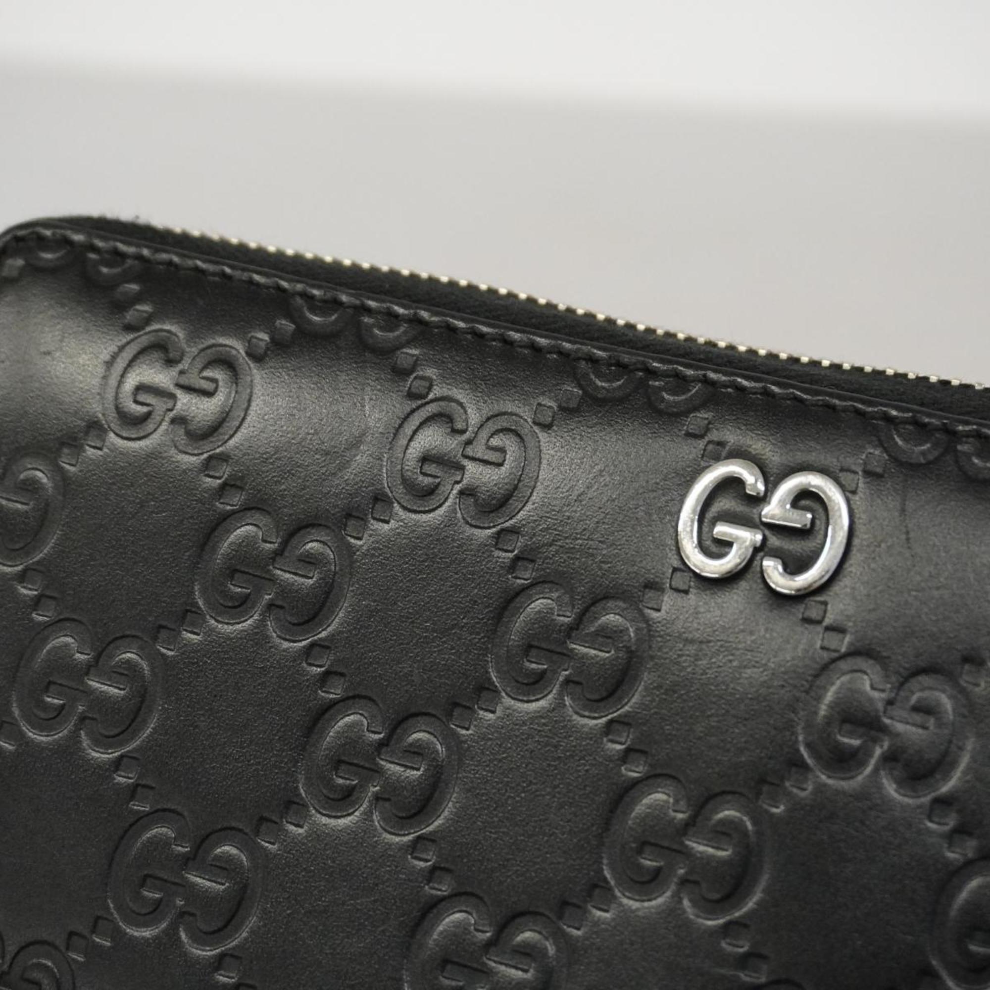 Gucci Long Wallet Guccissima Interlocking G 473928 Leather Black Women's