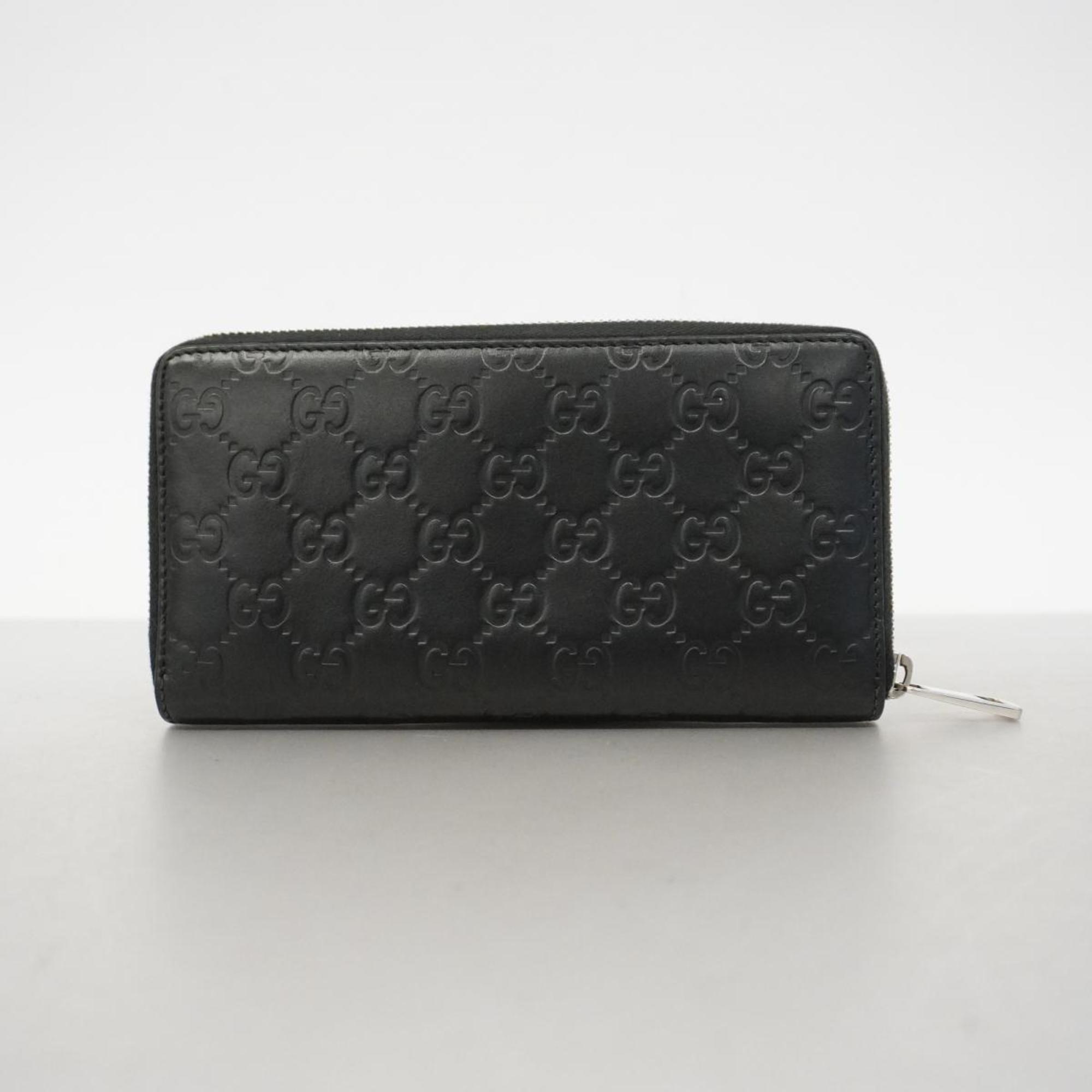 Gucci Long Wallet Guccissima Interlocking G 473928 Leather Black Women's