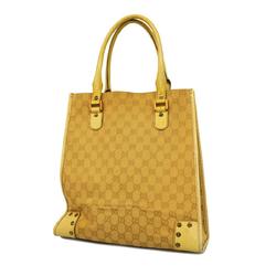 Gucci Tote Bag GG Canvas 124261 Ivory Beige Champagne Women's