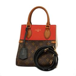 Louis Vuitton Handbag Monogram Fold Tote PM M45389 Brown Red Women's