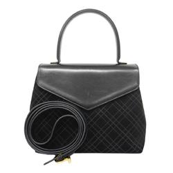 Salvatore Ferragamo Handbag Gancini Suede Leather Black Women's