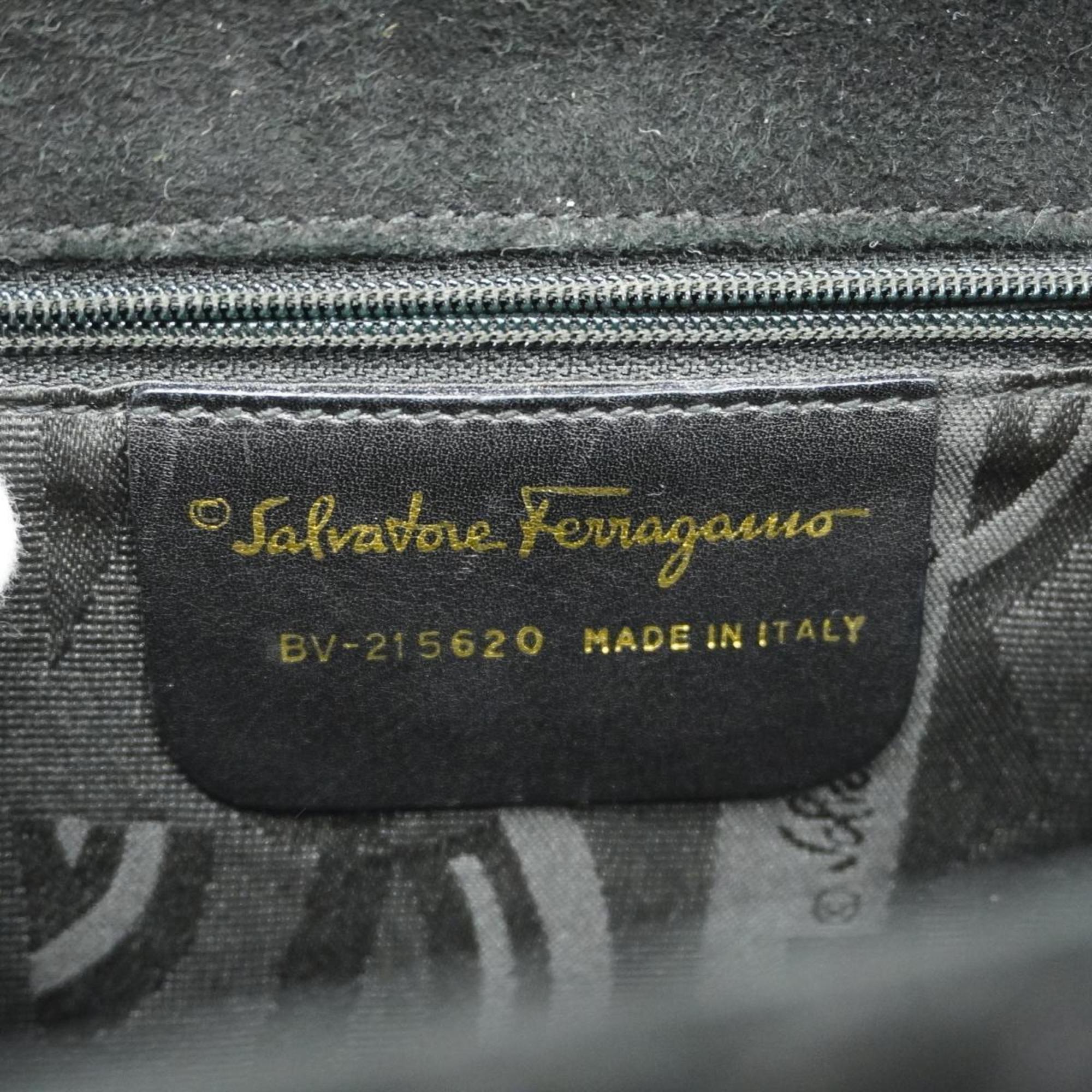 Salvatore Ferragamo Handbag Gancini Suede Leather Black Women's