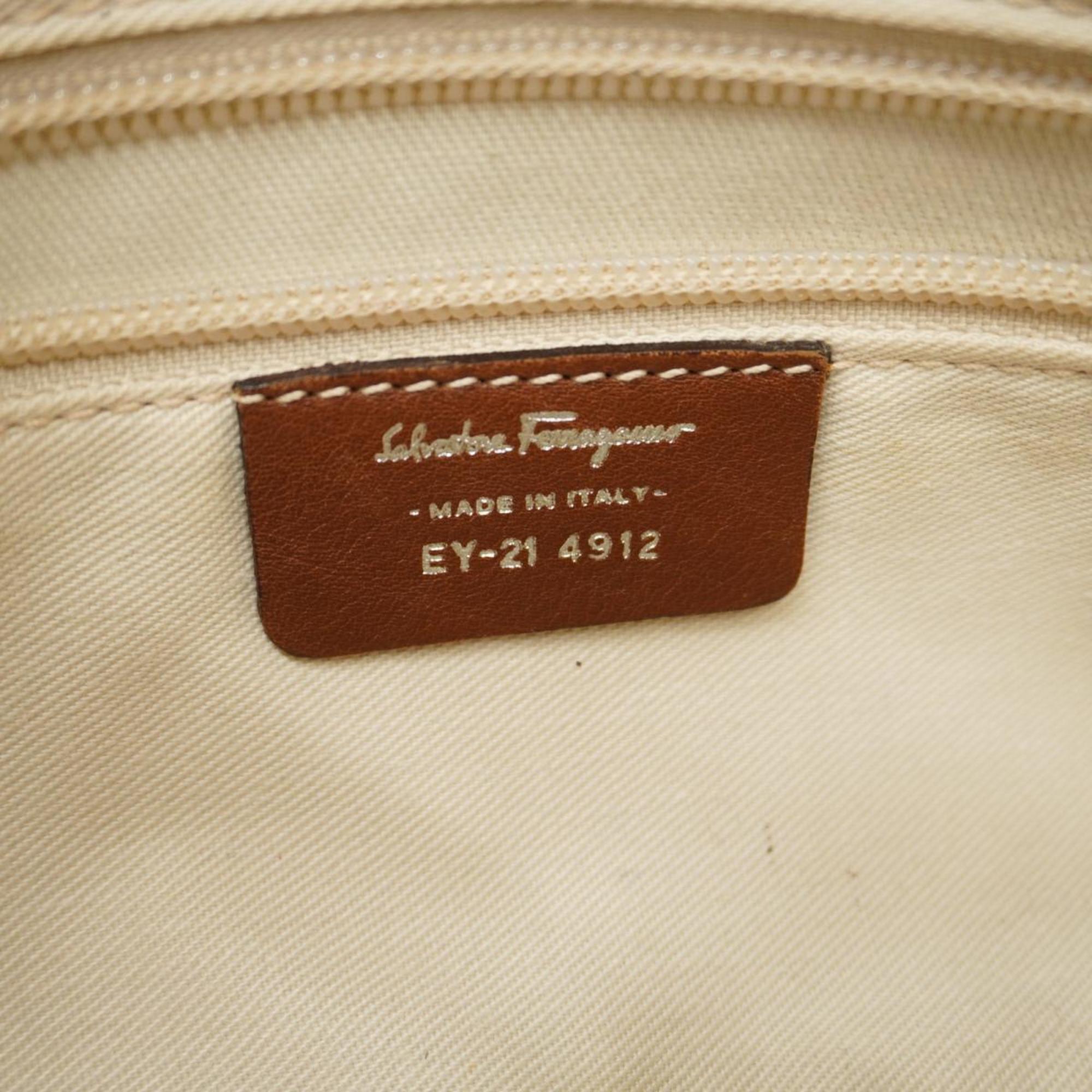 Salvatore Ferragamo Shoulder Bag Gancini Leather Brown Women's