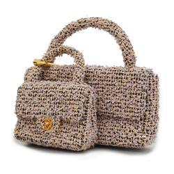 Chanel handbag, Matelasse bag, tweed, light purple, for women