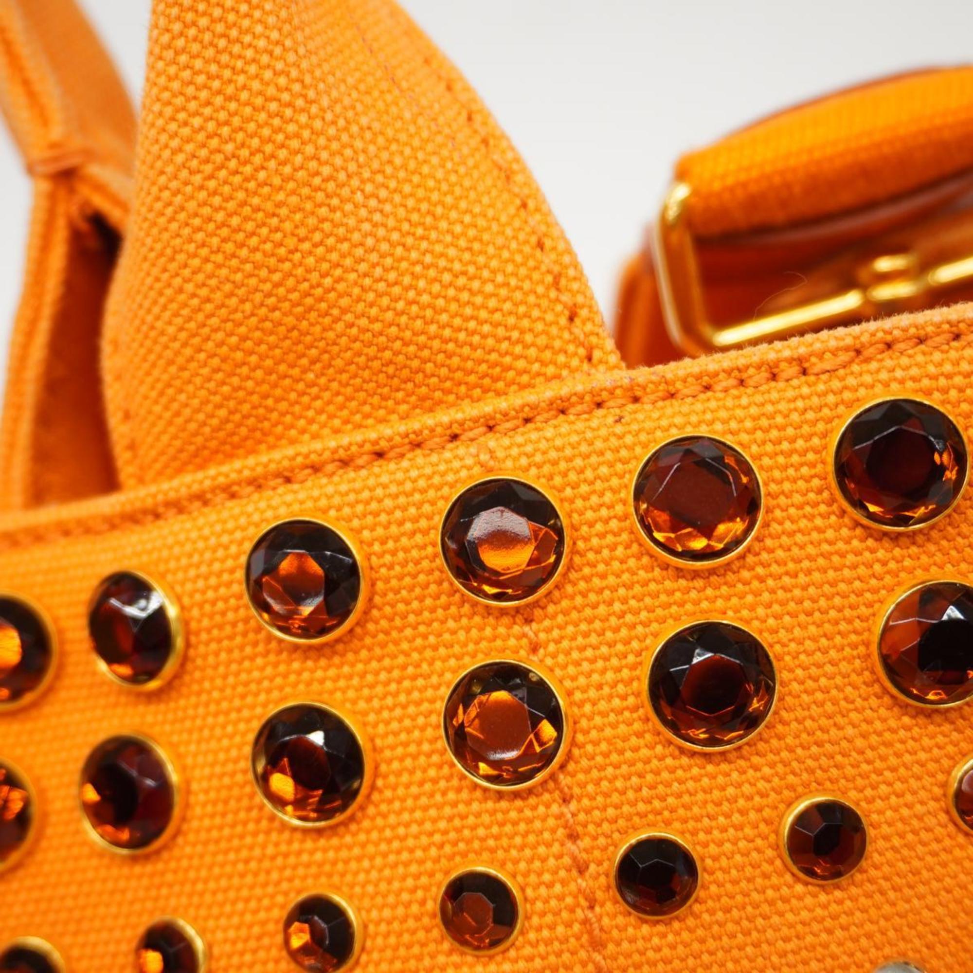 Prada handbag canapa canvas orange ladies
