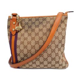 Gucci Shoulder Bag GG Canvas 144388 Brown Women's