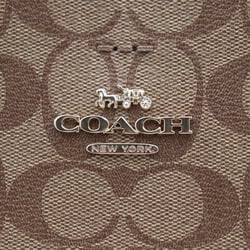 COACH Signature Handbag 91512 Leather Beige Black Shoulder Bag