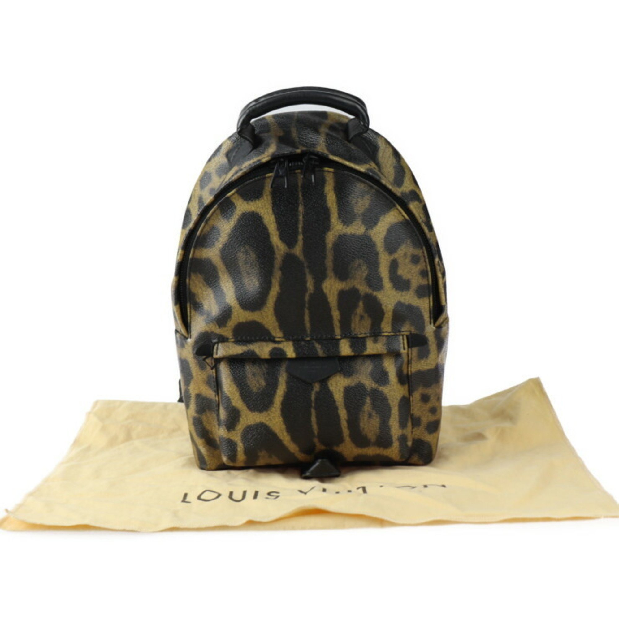 LOUIS VUITTON Louis Vuitton Palm Springs Backpack PM Rucksack/Daypack M52020 Leather Brown Black Animal Print Leopard