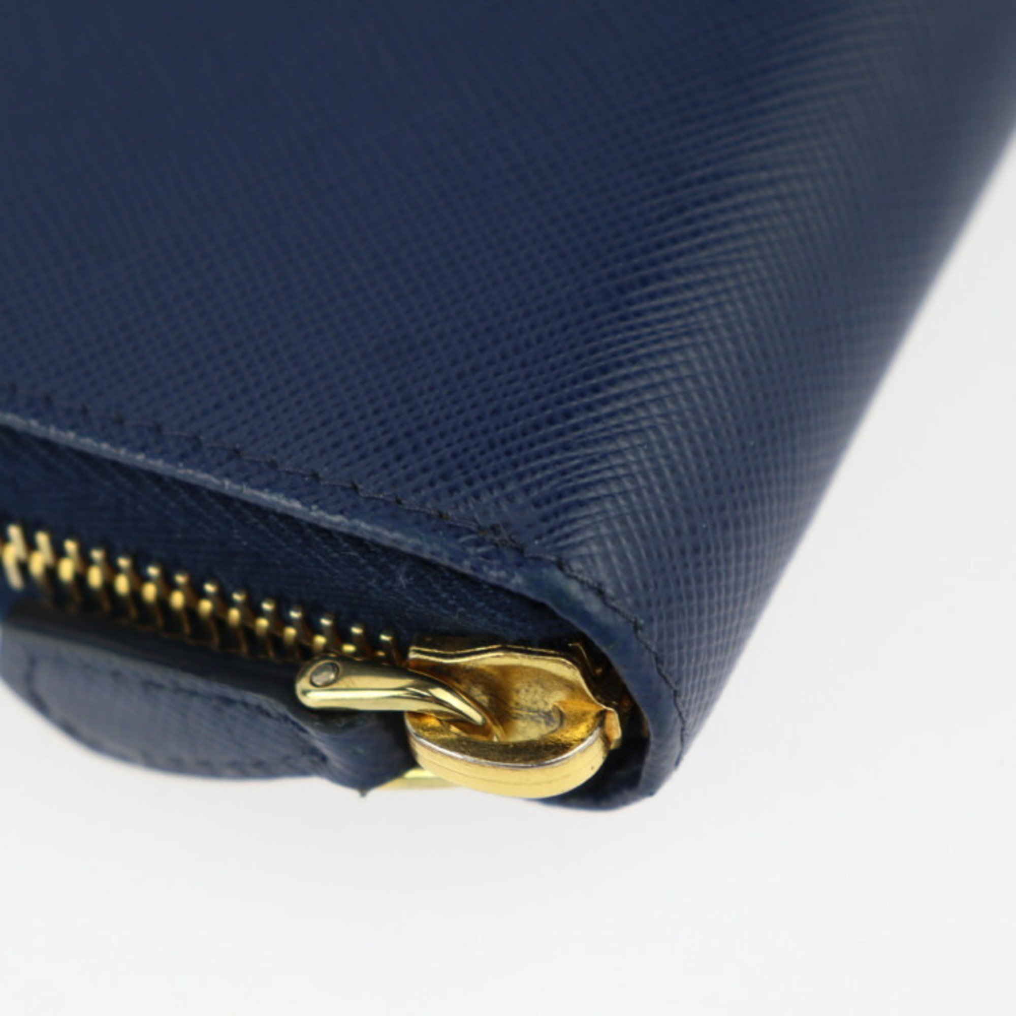 PRADA Prada Wallet Long 1ML506 Saffiano Leather Blue Round