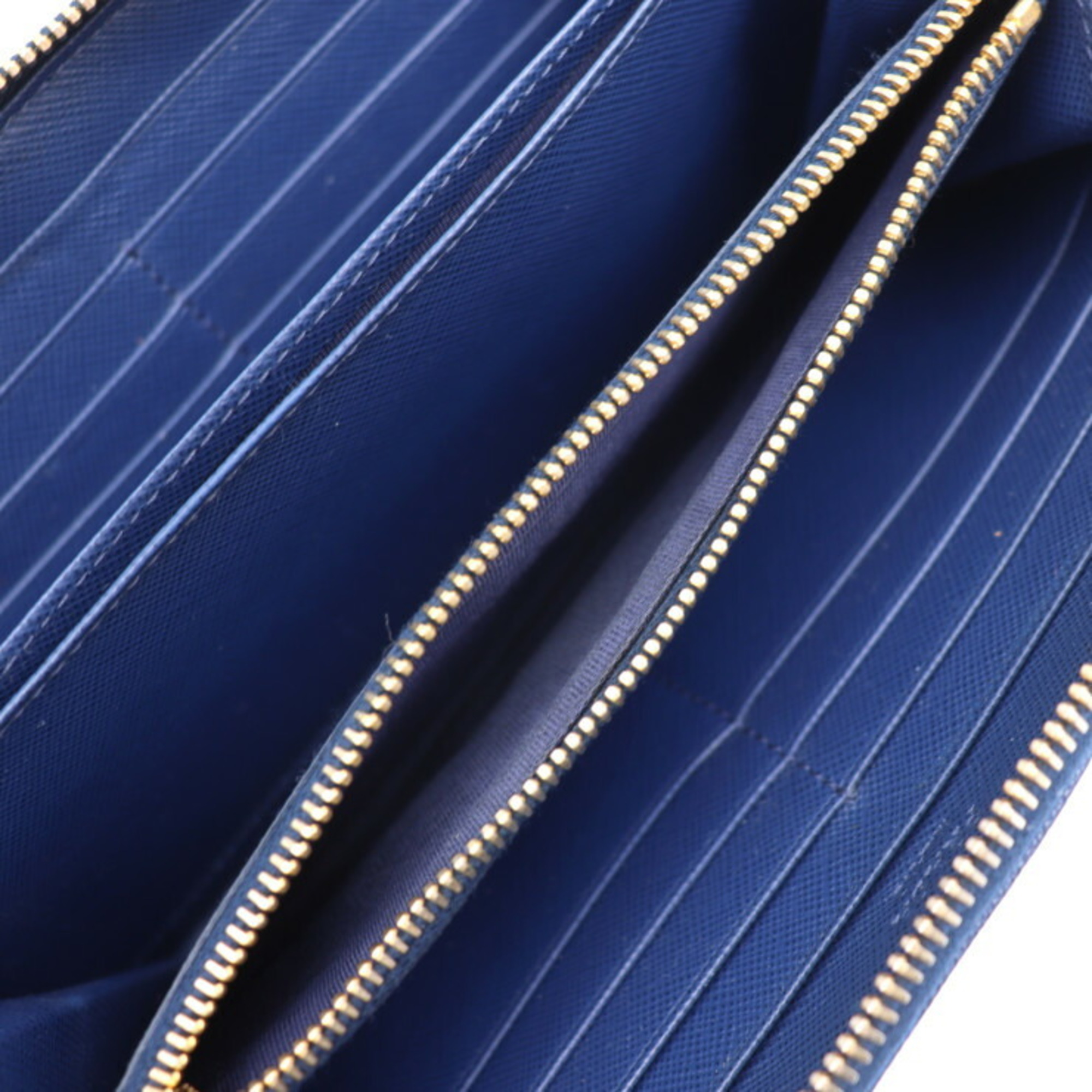 PRADA Prada Wallet Long 1ML506 Saffiano Leather Blue Round