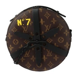 LOUIS VUITTON Louis Vuitton Wheel Box Handbag M59706 Monogram Canvas Calf Leather Brown Black