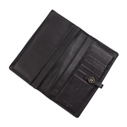 CHANEL W Long Wallet Bi-fold A20905 Leather Black Coco Mark Button