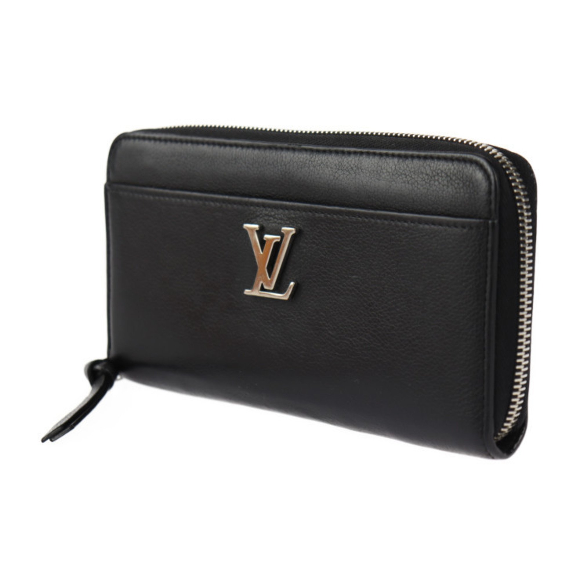 LOUIS VUITTON Louis Vuitton Zippy Lockme Long Wallet M62622 Calf Leather Black Round LV