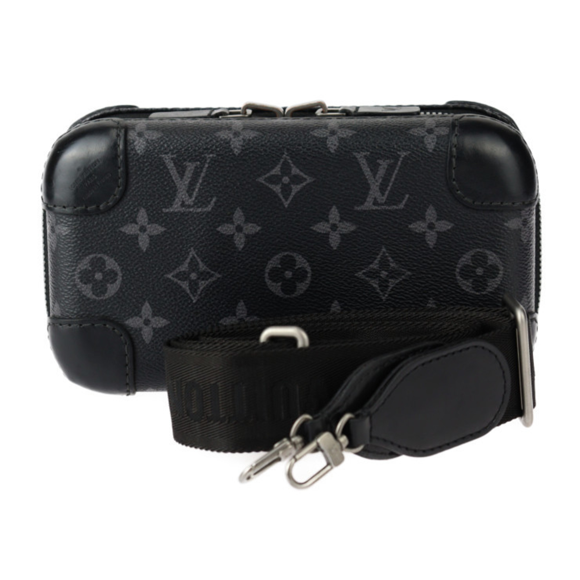LOUIS VUITTON Louis Vuitton Horizon Clutch Shoulder Bag M45579 Monogram Eclipse Leather Black Grey Round Pochette Multi-Case