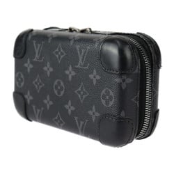LOUIS VUITTON Louis Vuitton Horizon Clutch Shoulder Bag M45579 Monogram Eclipse Leather Black Grey Round Pochette Multi-Case
