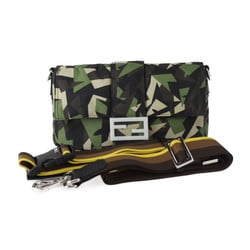 FENDI Mamma Bucket Camouflage Shoulder Bag 7V72 Nylon Leather Green Beige Black Waist Body Clutch 3WAY Military Pattern