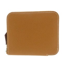 Hermes Silk In Compact Gold Epson Coin Case Women's HERMES