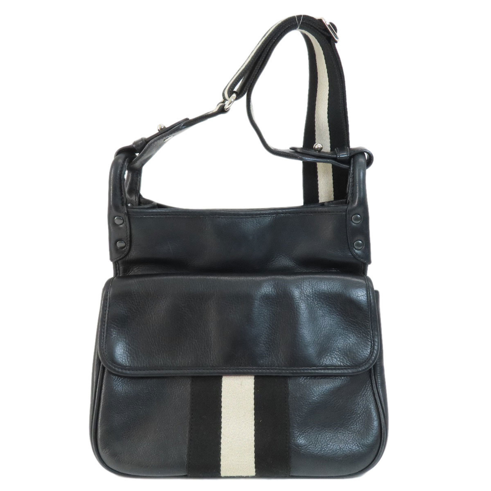 BALLY Striped Shoulder Bag Leather Women's