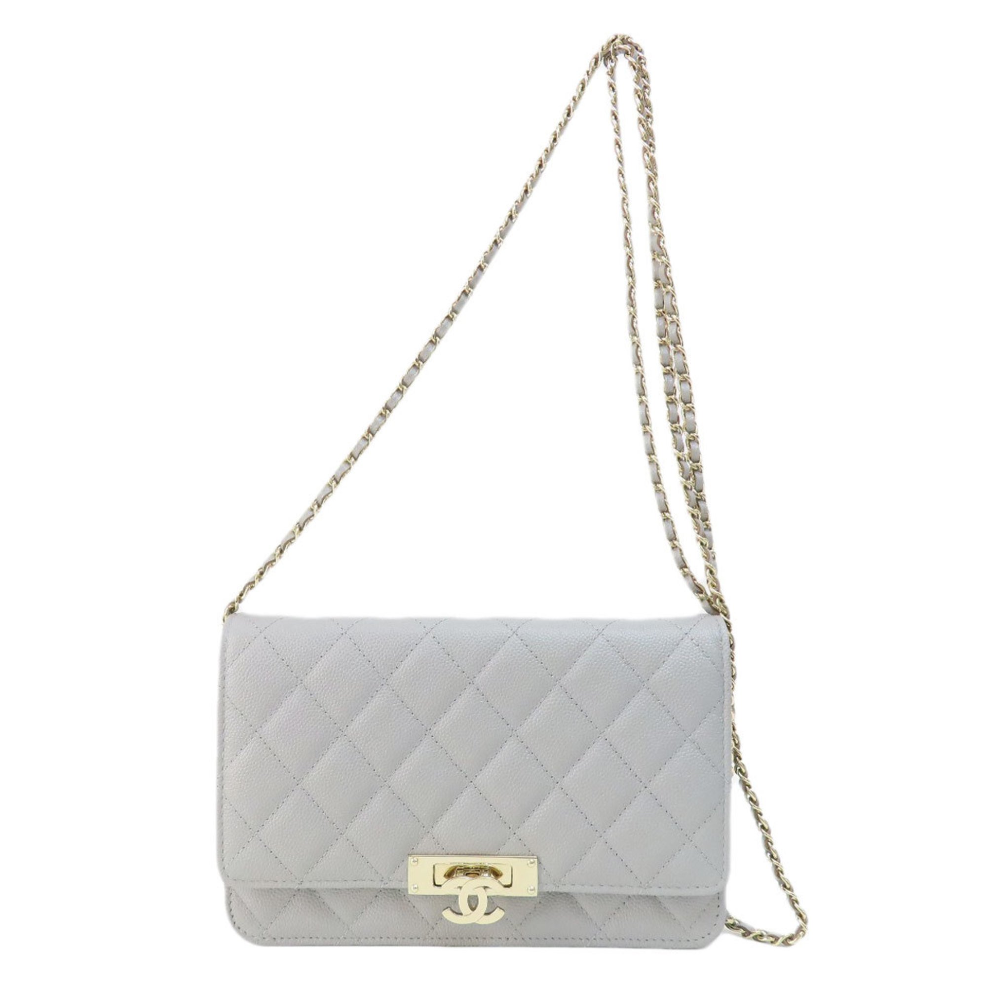 Chanel Chain Wallet Matelasse Coco Mark Shoulder Bag Caviar Skin Women's CHANEL