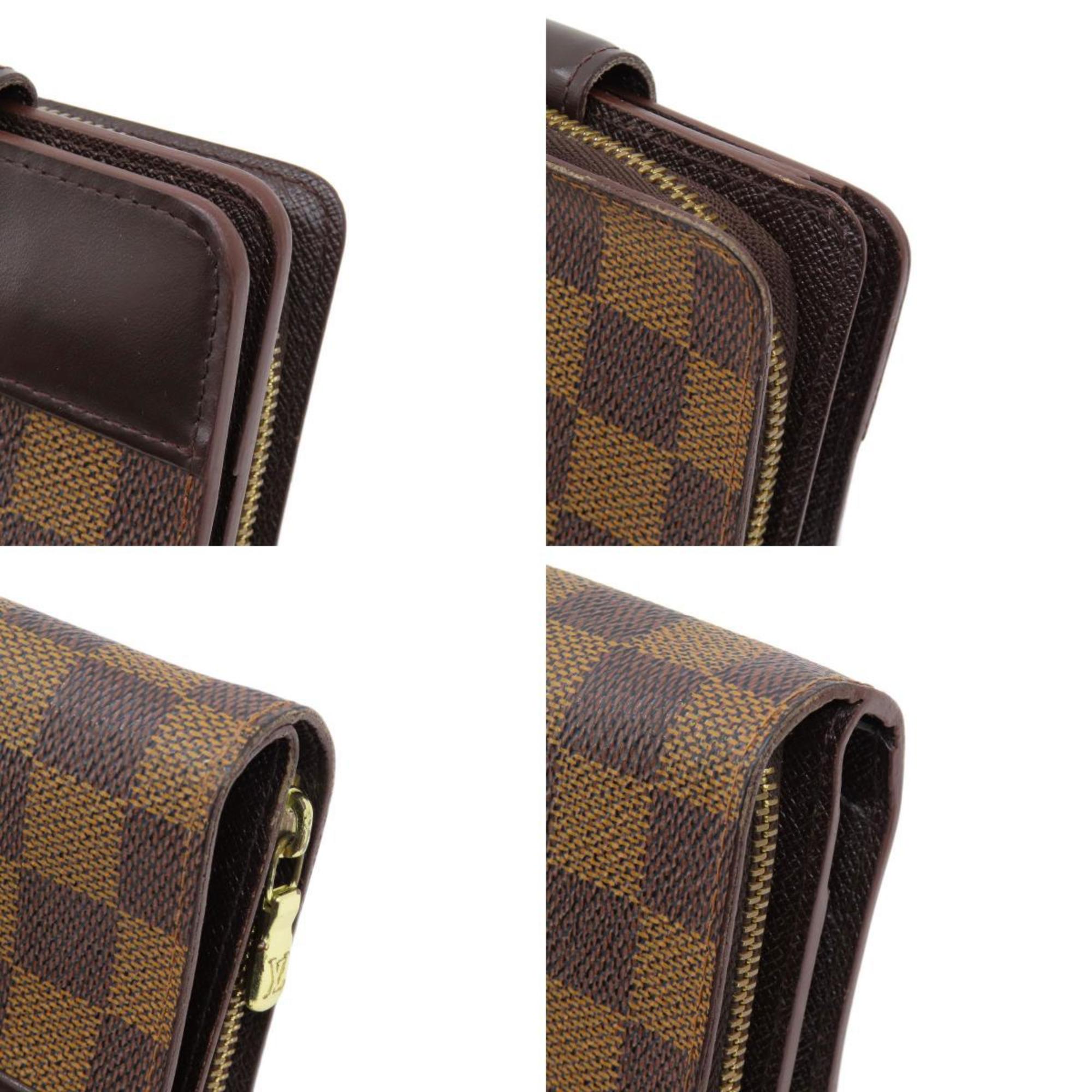 Louis Vuitton M61668 Compact Zip Damier Ebene Bi-fold Wallet Canvas Women's LOUIS VUITTON