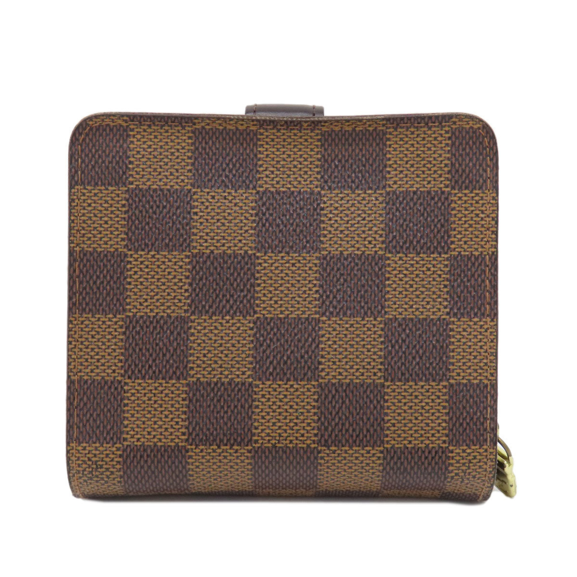 Louis Vuitton M61668 Compact Zip Damier Ebene Bi-fold Wallet Canvas Women's LOUIS VUITTON